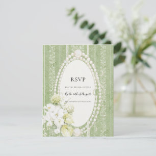 Grandmillenial Floral Elegantes Salbeigrün Hochzei RSVP Karte