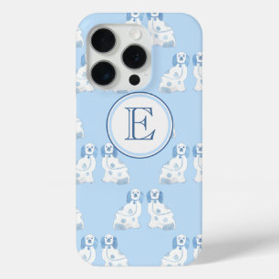 Grandmillenial Monogram Blue & White Pottery Hunde Case-Mate iPhone Hülle