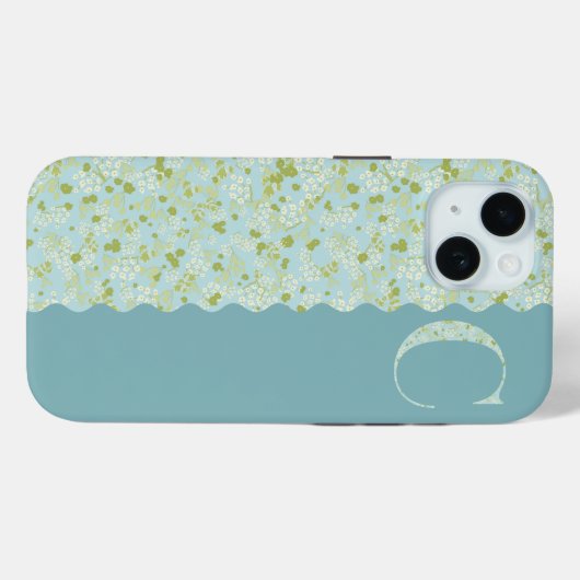 GRandmillenial MONOGRAM C ACQUA KLEINE BLUME Case-Mate iPhone Hülle (Rückseite (Horizontal))