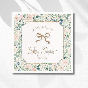 Grandmillenial Navy Blush Floral Gold Babyparty Serviette