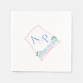 Grandmillenial Pink & Blue Hydrangea Hochzeitssemb Serviette (Vorderseite)