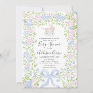Grandmillennial baby carriage baby shower invite einladung