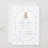 Grandmillennial Bear Baby Shower Boy Einladung (Vorderseite)