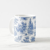 Grandmillennial Blau Toile Landschaft Kaffeetasse (Vorderseite Links)
