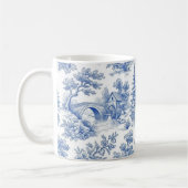 Grandmillennial Blau Toile Landschaft Kaffeetasse (Links)