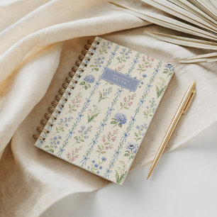 Grandmillennial Blaue Schleife Florale Chinoiserie Notizblock