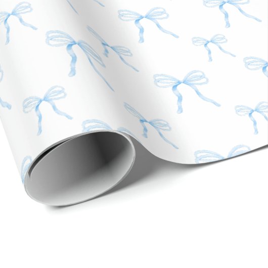 Grandmillennial Blue Bow Bulk Wrapping Paper Rolls Geschenkpapier (Rolleneckpunkt)