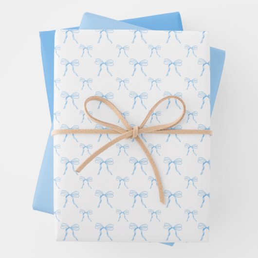Grandmillennial Blue Bow Wrapping Paper Set Geschenkpapier Set (Beispiel)