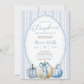 Grandmillennial Blue Pumpkin Boy Twins Baby Dusche Einladung (Vorderseite)