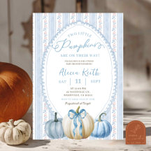Grandmillennial Blue Pumpkin Boy Twins Baby Dusche