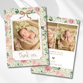 Grandmillennial Blush Anemone Baby-Foto Danke Ankündigung