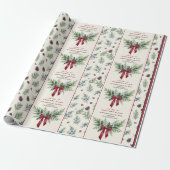 Grandmillennial-Botanischer-Bogen-Weihnachtsfeier Geschenkpapier (Ungerollt)