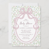 Grandmillennial Bow Baby Shower Invitation Einladung (Vorderseite)
