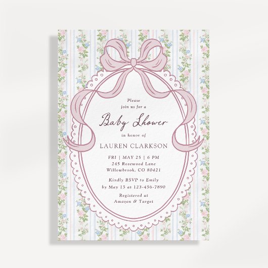 Grandmillennial Bow Vintage Flowers  Ankündigung