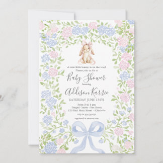 Grandmillennial Bunny Rabbit baby shower invite Einladung