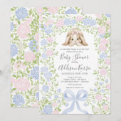 Grandmillennial Bunny Rabbit baby shower invite Einladung (Vorne/Hinten)