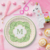 Grandmillennial Cabbage Leaf Monogram | Rattan Pappteller (Party)