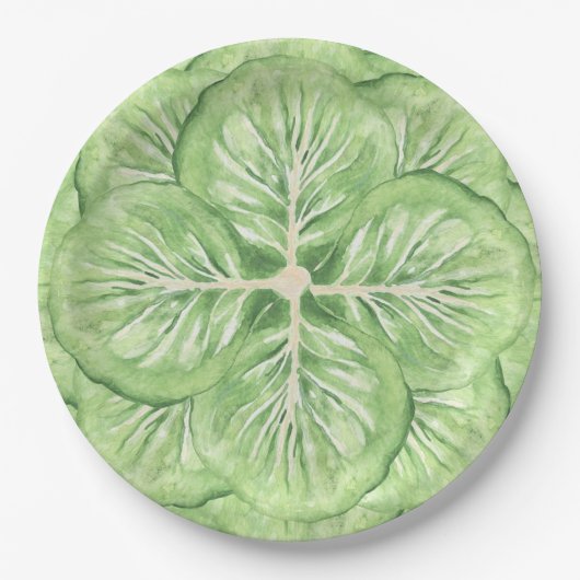 Grandmillennial Cabbage Leaf Paper Pappteller (Vorderseite)