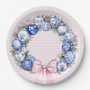 Grandmillennial Chinoiserie Christmas Wreath Pappteller