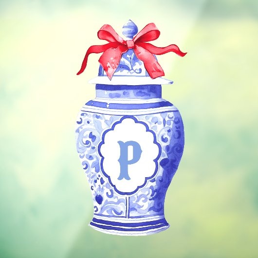 Grandmillennial Chinoiserie Ginger Jar Monogram Fensteraufkleber (Blatt 3)