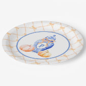 Grandmillennial Chinoiserie Ginger Jar Monogram Pappteller (Schrägansicht)