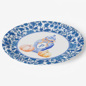 Grandmillennial Chinoiserie Ginger Jar Monogram Pappteller (Schrägansicht)