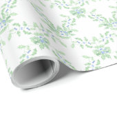 Grandmillennial Christmas Blue and Green Trellis Geschenkpapier (Rolleneckpunkt)