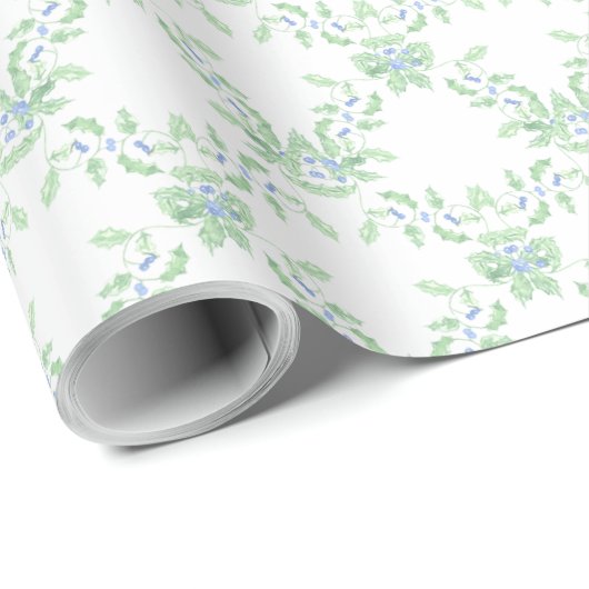 Grandmillennial Christmas Blue and Green Trellis Geschenkpapier (Rolleneckpunkt)