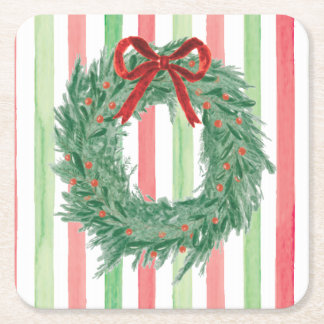 Grandmillennial Christmas Bow Wreath Untersetzer
