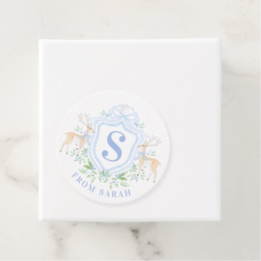 Grandmillennial Christmas Hirsch Wappen Monogram Geschenkanhänger (Beispiel)