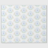 Grandmillennial Christmas Hirsch Wappen Monogram Geschenkpapier (Flach)