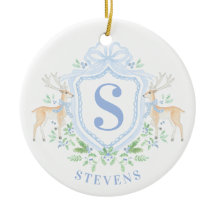 Grandmillennial Christmas Hirsch Wappen Monogram