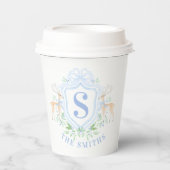 Grandmillennial Christmas Hirsch Wappen Monogram Pappbecher (Vorderseite)