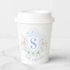 Grandmillennial Christmas Hirsch Wappen Monogram Pappbecher