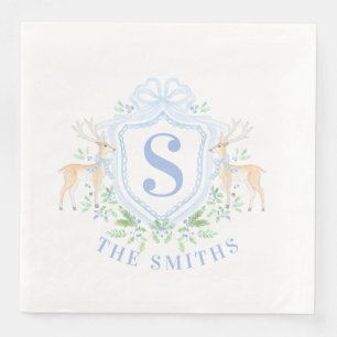 Grandmillennial Christmas Hirsch Wappen Monogram Serviette