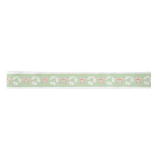 Grandmillennial Christmas Hydrangea Ribbon Red Bow Satinband (Vorderseite)