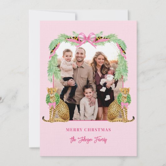 Grandmillennial Christmas Leopard Photo Card Einladung (Vorderseite)