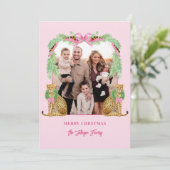 Grandmillennial Christmas Leopard Photo Card Einladung (Stehend Vorderseite)