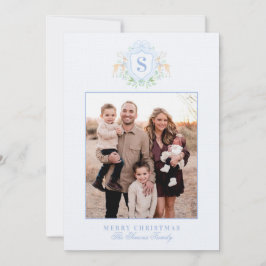 Grandmillennial Christmas Wreath Monogram Foto Einladung