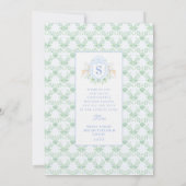 Grandmillennial Christmas Wreath Monogram Foto Einladung (Rückseite)