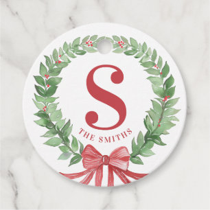 Grandmillennial Christmas Wreath Monogram Geschenkanhänger