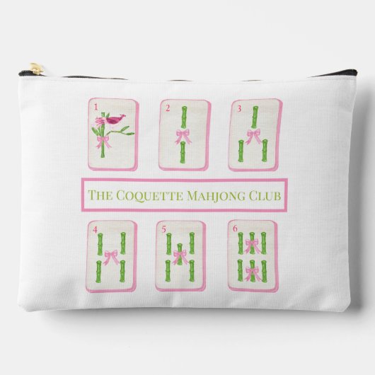 Grandmillennial Coquette Mahjong Club Bamboo Bows Zubehörtasche (Vorderseite)