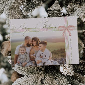 Grandmillennial Coquette Merry Christmas Photo Feiertagskarte