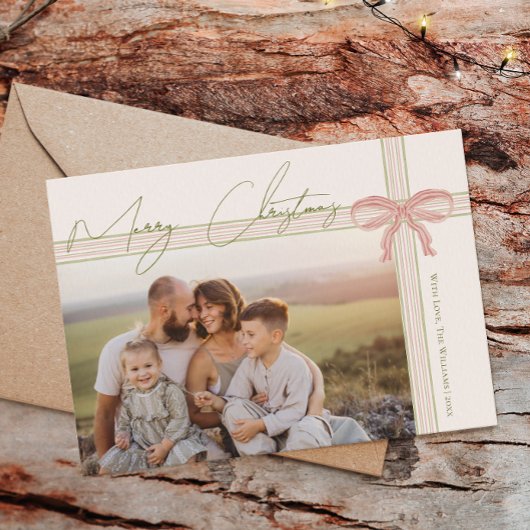 Grandmillennial Coquette Merry Christmas Photo Feiertagskarte