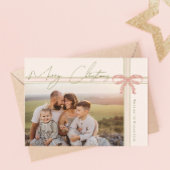 Grandmillennial Coquette Merry Christmas Photo Feiertagskarte