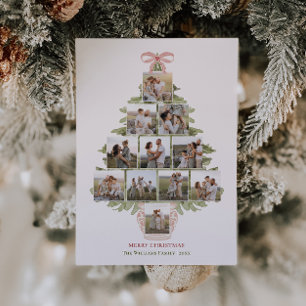 Grandmillennial Coquette Weihnachtsbaum 12 Foto Feiertagskarte