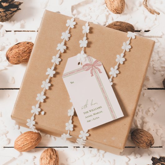 Grandmillennial Coquette Weihnachtsfeier Geschenkanhänger