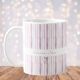 Grandmillennial Dusty Mauve Streifen Elegantes Lan Kaffeetasse