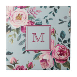 Grandmillennial Dusty Rose Floral Benutzerdefinier Fliese