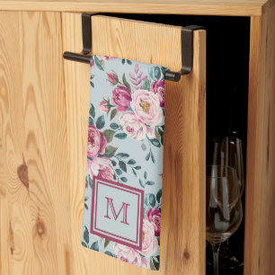 Grandmillennial Dusty Rose Floral Benutzerdefinier Geschirrtuch